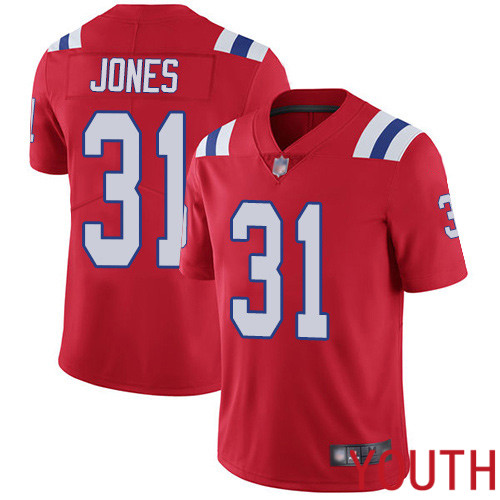 New England Patriots Football #31 Vapor Limited Red Youth Jonathan Jones Alternate NFL Jersey->youth nfl jersey->Youth Jersey